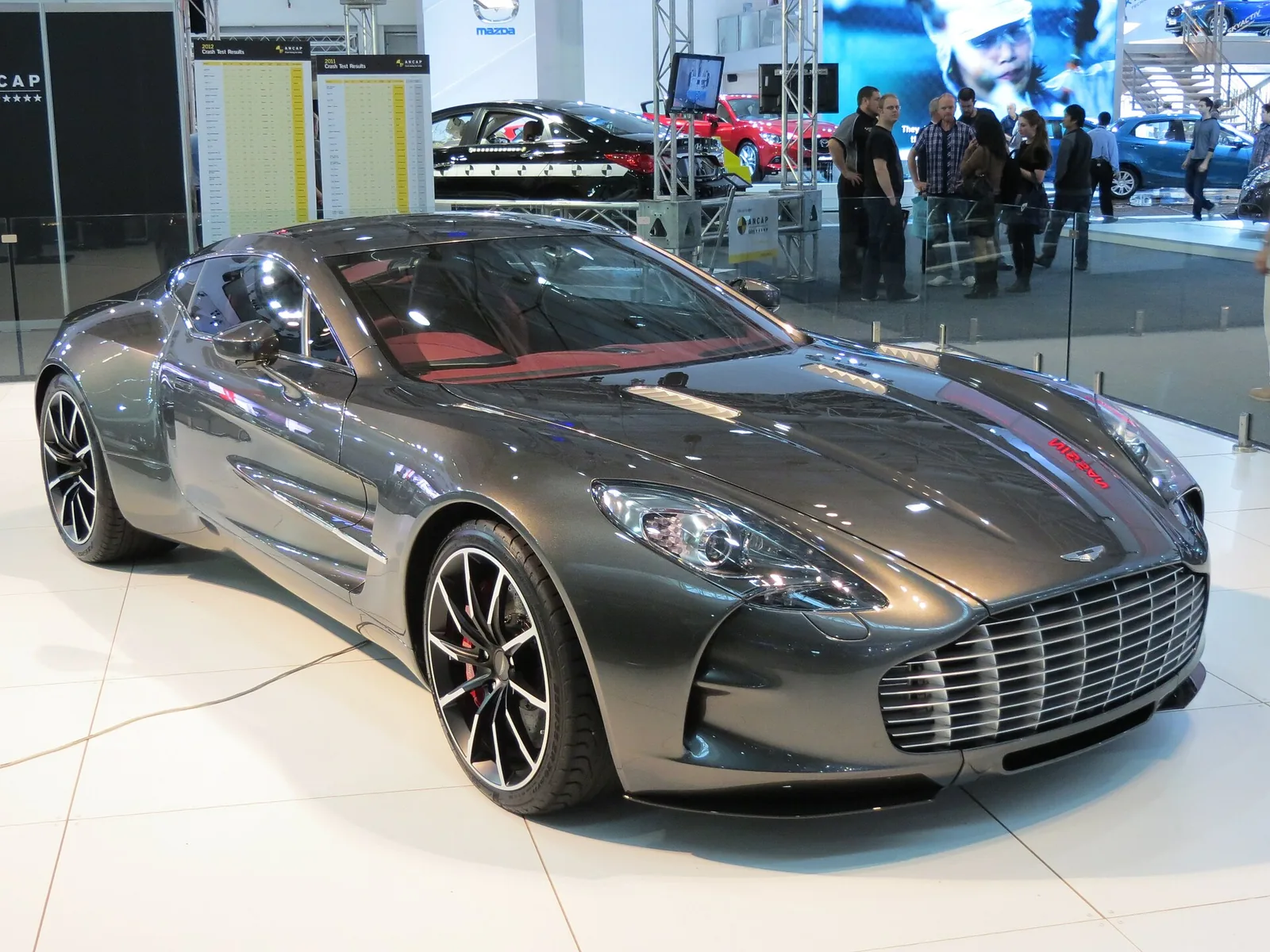2012 Aston Martin One-77 coupe. Photographed at the 2012 Australian International Motor Show, Sydney, New South Wales, Australia.