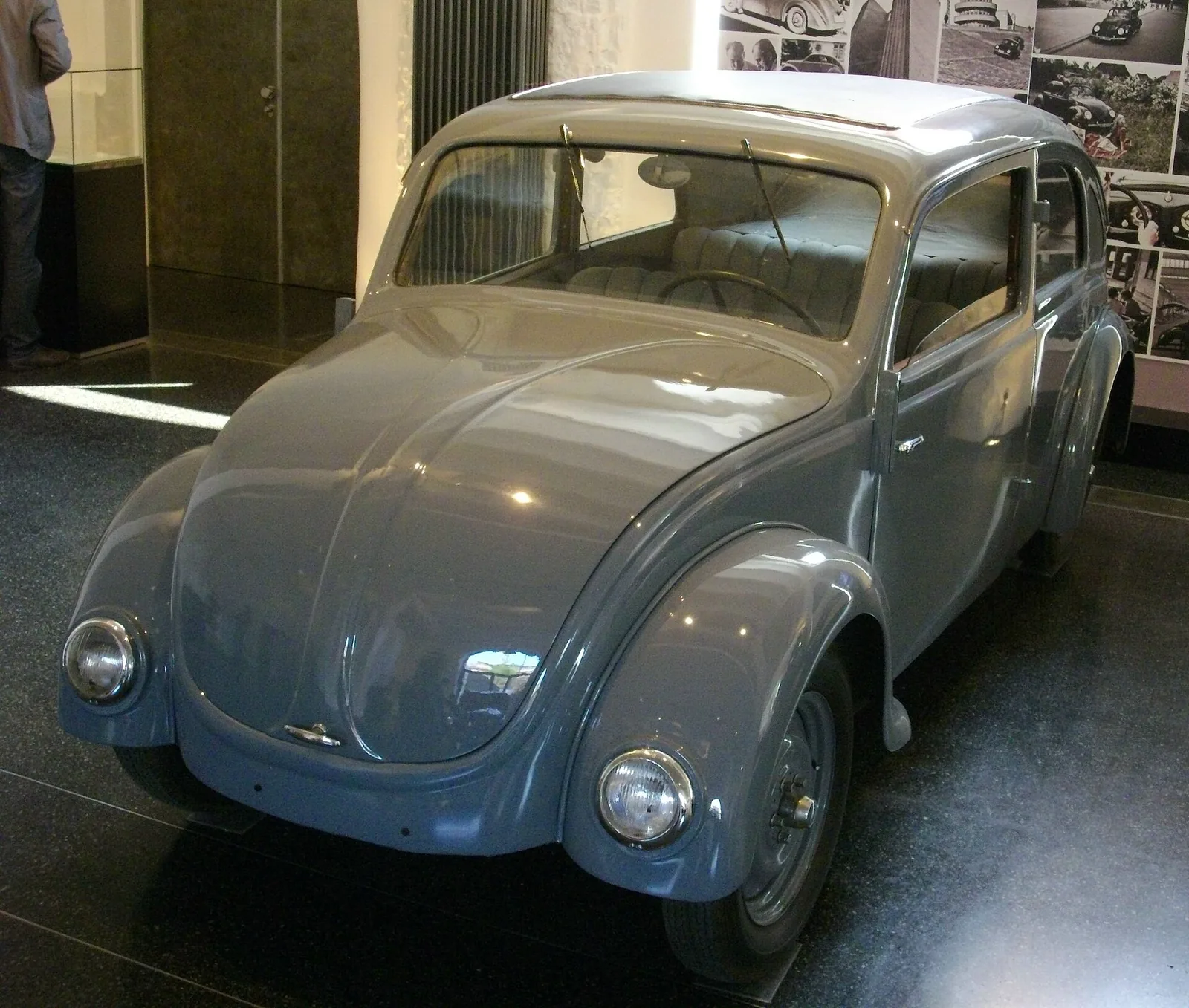Volkswagen Bug Prototype, built by Ferdinand Porsche at NSU Motorenwerke in 1934, seen in the Prototype Museum, Hamburg.