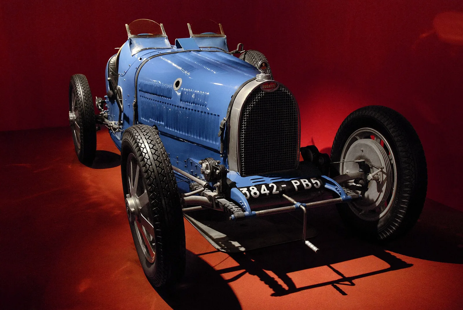 Bugatti Type 35B car from the Schlumpf collection at Cité de l'Automobile in Mulhouse, France. Fitted with a compressor, the 35B is a more p