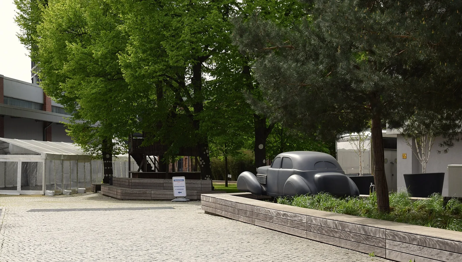 Sculpture of a car (Cord 810/812, 1937) on the EUREF campus in Berlin-Schöneberg Germany.