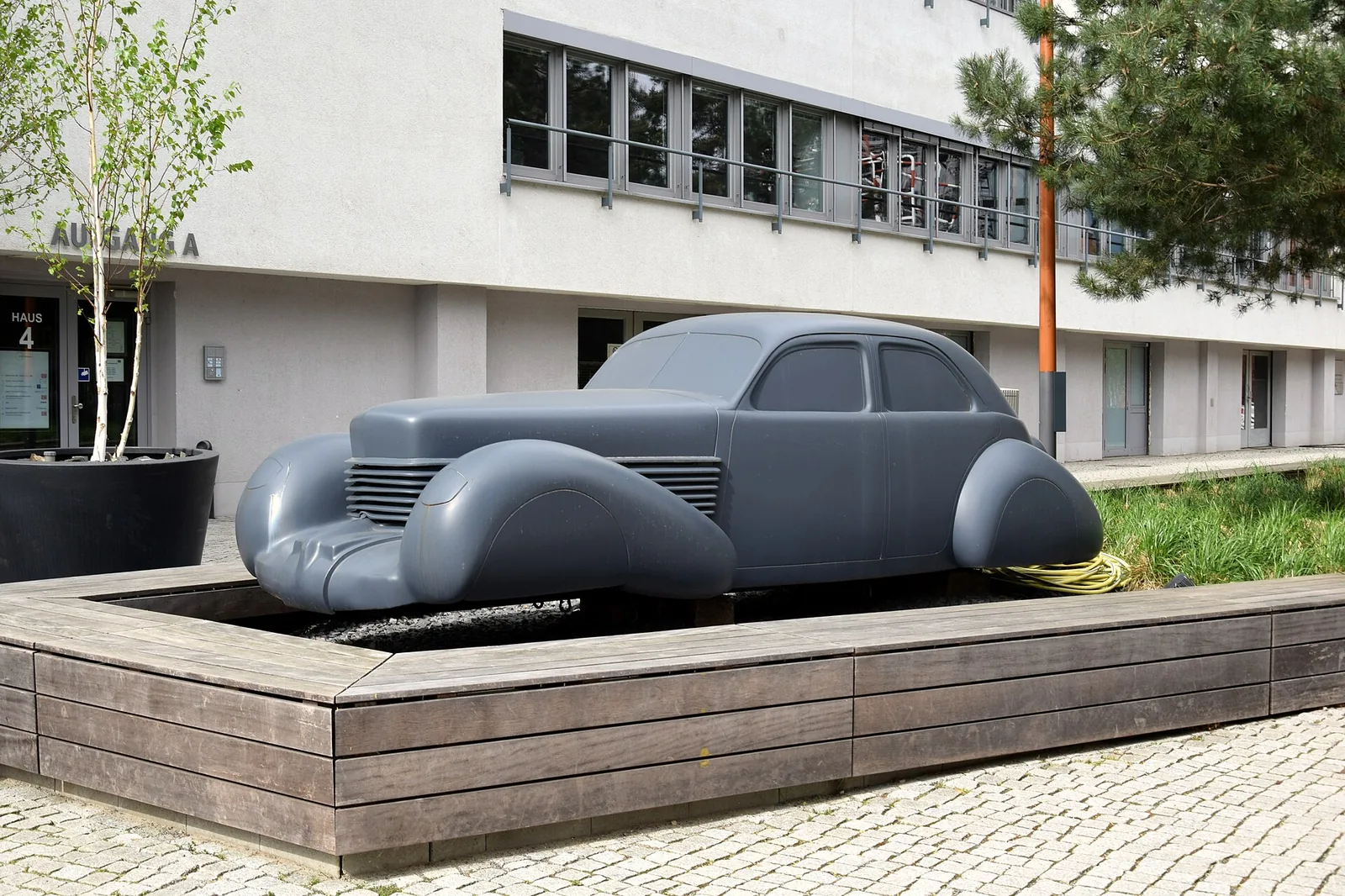 Sculpture of a car (Cord 810/812, 1937) on the EUREF campus in Berlin-Schöneberg Germany.
