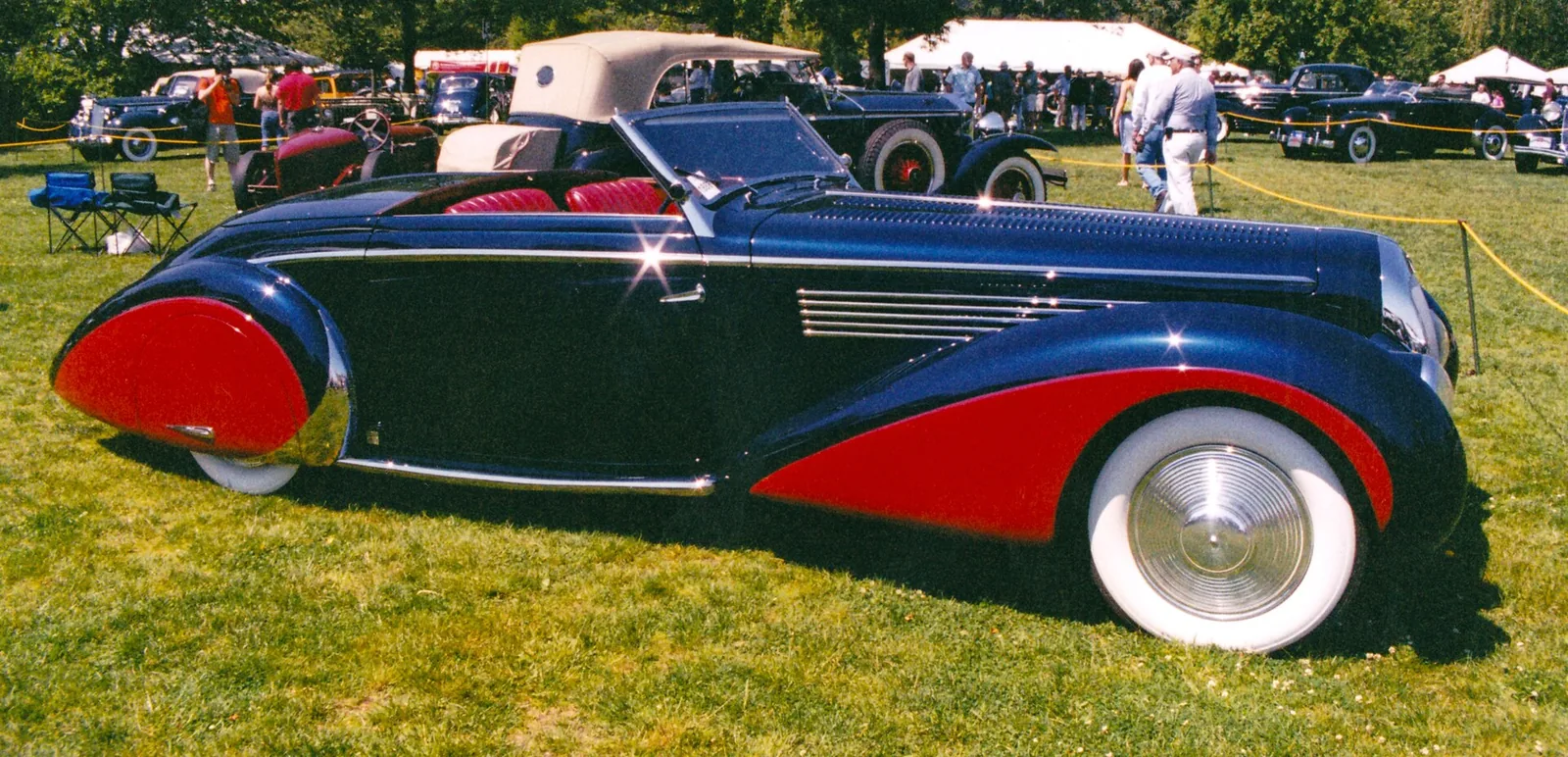 A 1939 Delage D8-120 Grand Luxe Cabriolet at the 2002 Greenwich Concours d'Elegance. Chassis 51980 (with matching engine) was rebodied with