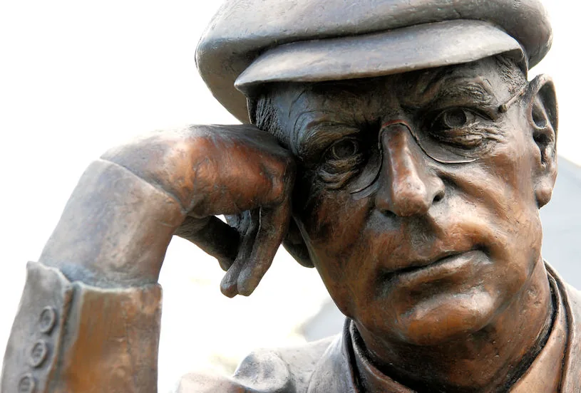 Harry Ferguson statue near Dromore and Hillsborough (2). See 1739448. A close look at the man himself. Cointinue to 1739510.