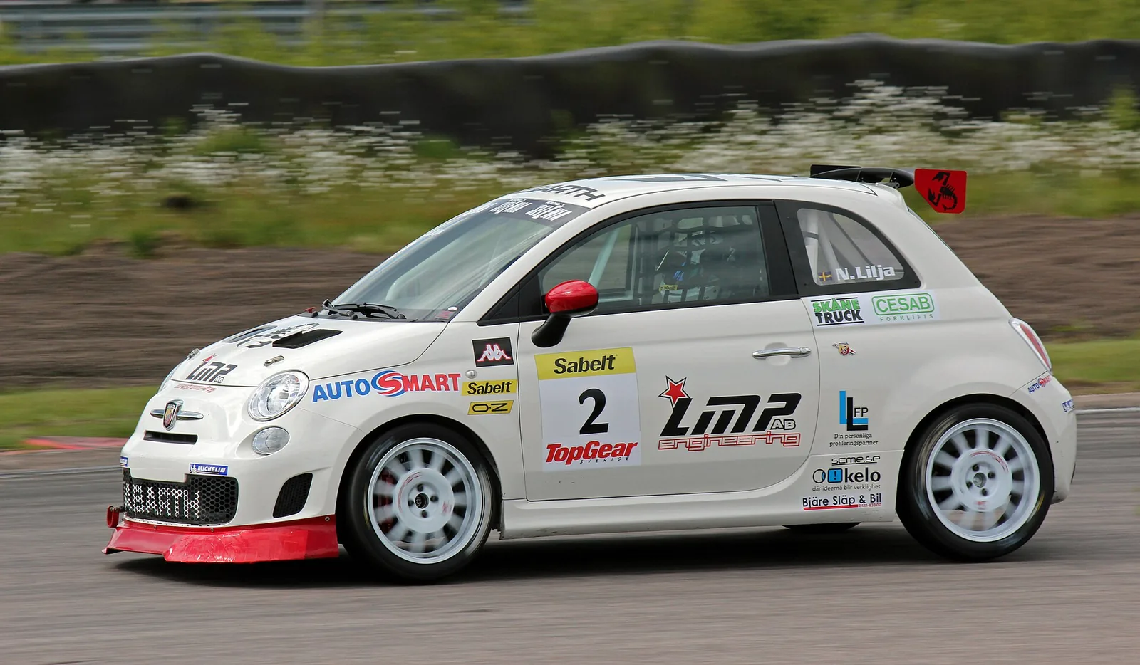 Niklas Lilja in Trofeo Abarth 500 Sweden at Anderstorp Raceway in 2012.