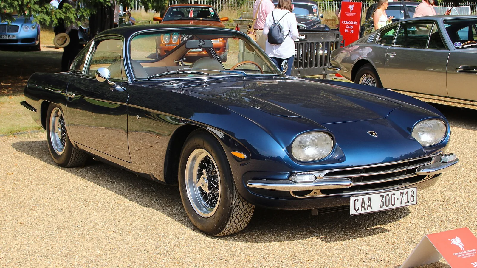 A 1965 Lamborghini 350 GT taken at Hampton Court Concours 2024.