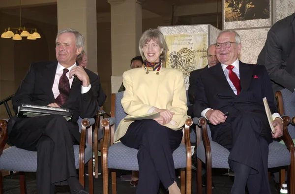 Television news anchor Tom Brokaw, Secretary Gale Norton, and Chairman of the Statue of Liberty-Ellis Island Foundation, auto executive Lee 