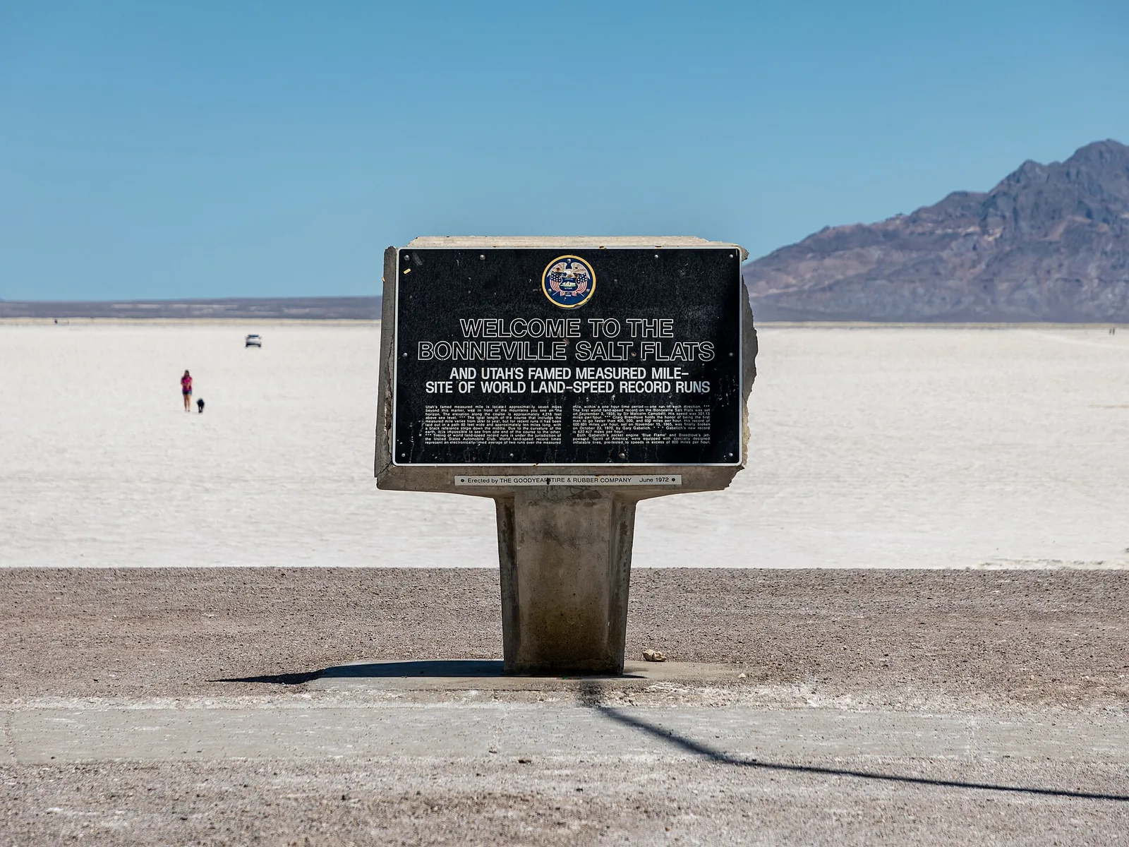 Information board at a rest area at Bonneville Salt Flats, Wendover, Utah, USA