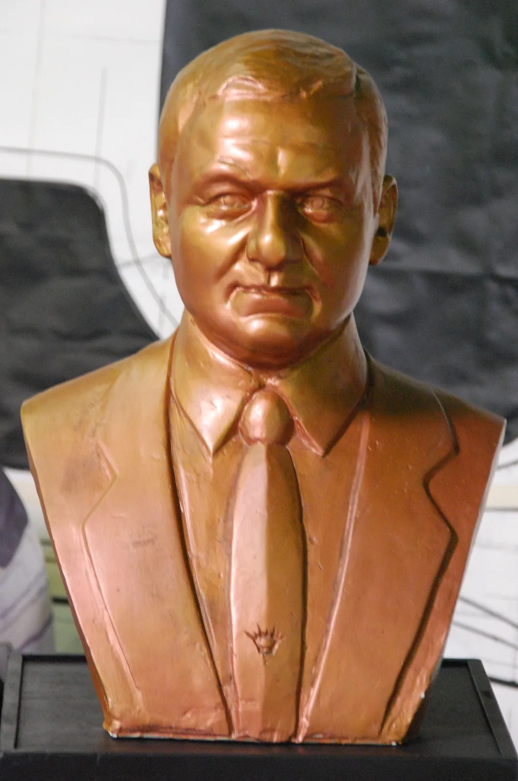 Statue of Peter Monteverdi in his automobile museum in Basel, Switzerland.