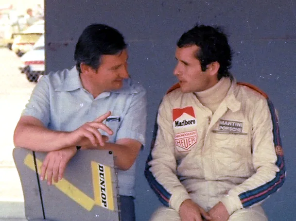 Norbert Singer (left) with Jacky Ickx (right) in Austria 1976