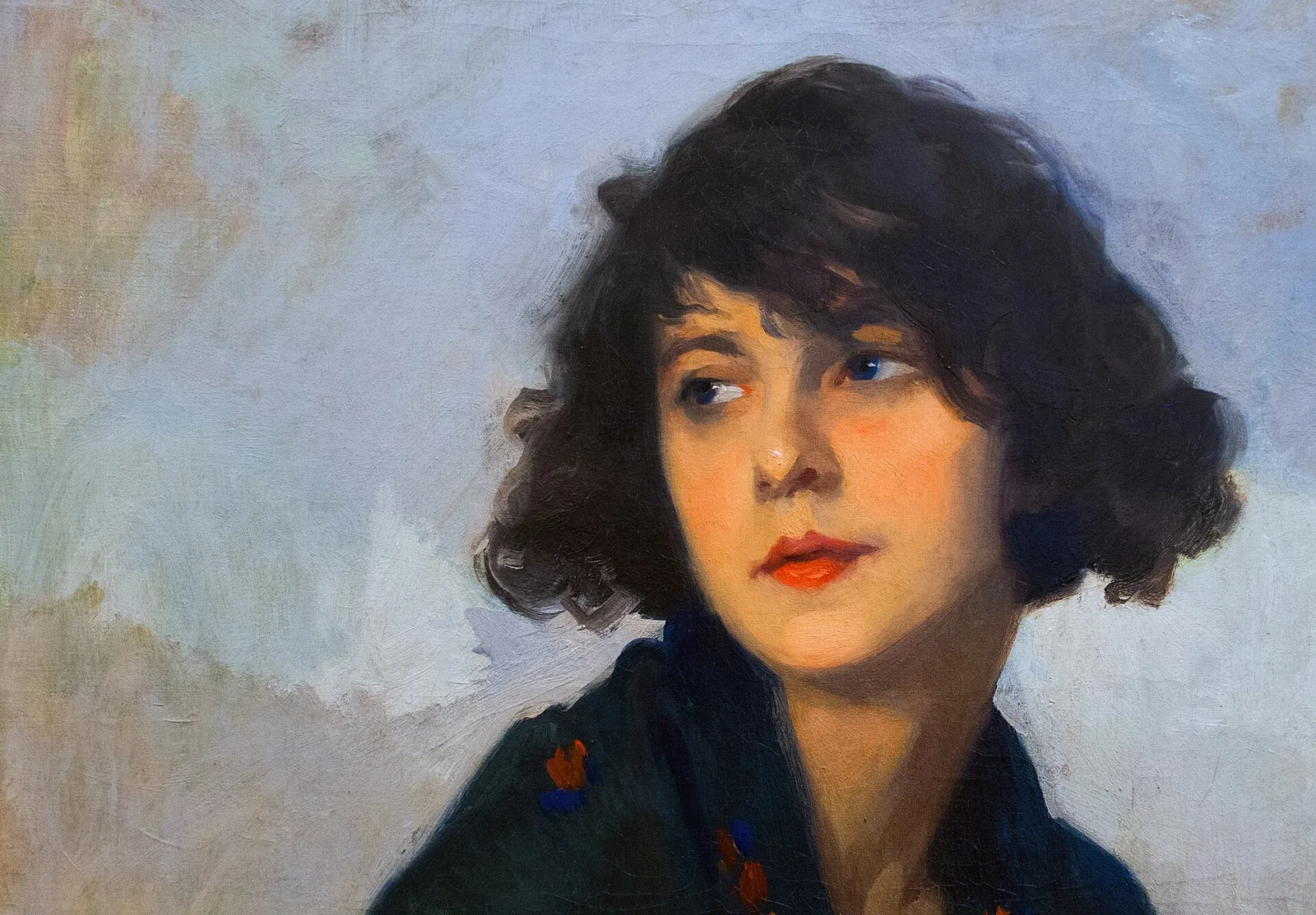 Woman with green shawl, Cyprien Eugène Boulet. Detail.