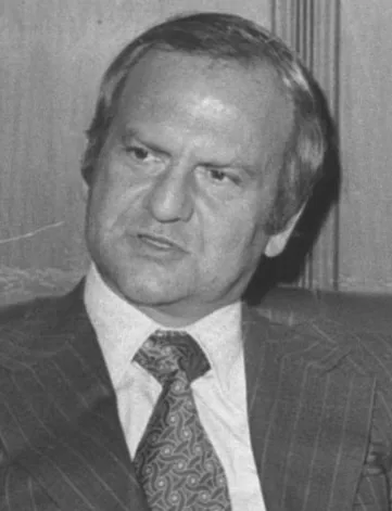 O presidente da Ford Motor Company Lee Iacocca (à esquerda) durante visita ao governador de São Paulo Laudo Natel. Imagem do acervo iconográ